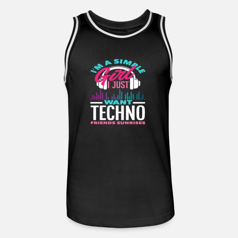 Techno Lover Einfache Mädchen Freunde - Männer Basketball-Trikot - Schwarz/Weiß