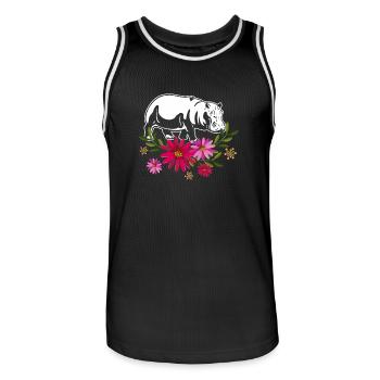 Hippo With Flowers - Men's Basketball Jersey - black/white - Front - AI Model Male 185 dark (185cm)