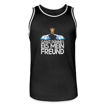 Ganz dünnes Eis mein Freund Teddybär Eisscholle - Männer Basketball-Trikot - Schwarz/Weiß - Vorne - AI Model Male 185 dark (185cm)