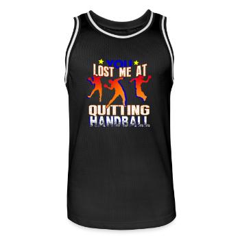 You Lost Me At Quitting Handball - Men's Basketball Jersey - black/white - Front - AI Model Male 185 dark (185cm)