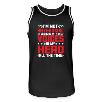 I Socialize With The Voices In My Head 2 - Männer Basketball-Trikot - Schwarz/Weiß - Vorne - AI Model Male 185 dark (185cm)