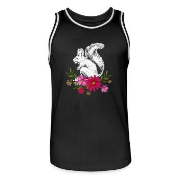 Squirrel With Flowers - Men's Basketball Jersey - black/white - Front - AI Model Male 185 dark (185cm)