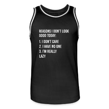 reasons I don't look good today funny shirt - Men's Basketball Jersey - black/white - Front - AI Model Male 185 dark (185cm)