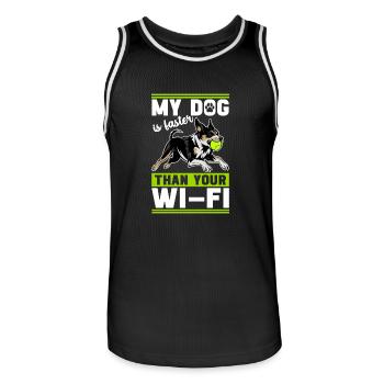 Flyball Dog Sports - Men's Basketball Jersey - black/white - Front - AI Model Male 185 dark (185cm)