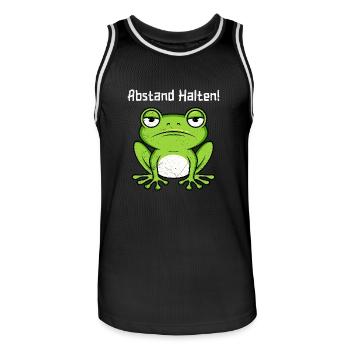 Faschings Party ABSTAND HALTEN! Genervter Frosch - Männer Basketball-Trikot - Schwarz/Weiß - Vorne - AI Model Male 185 dark (185cm)