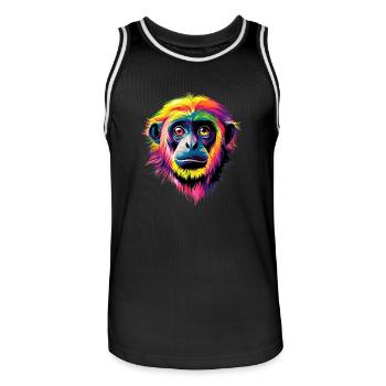 Gibbon Monkey Whitehand Gibbon Monkey Cute Lar Gibbons - Men's Basketball Jersey - black/white - Front - AI Model Male 185 dark (185cm)