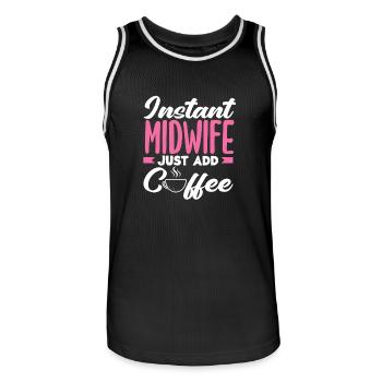 Instant Midwife Easy to Add Coffee - Men's Basketball Jersey - black/white - Front - AI Model Male 185 dark (185cm)
