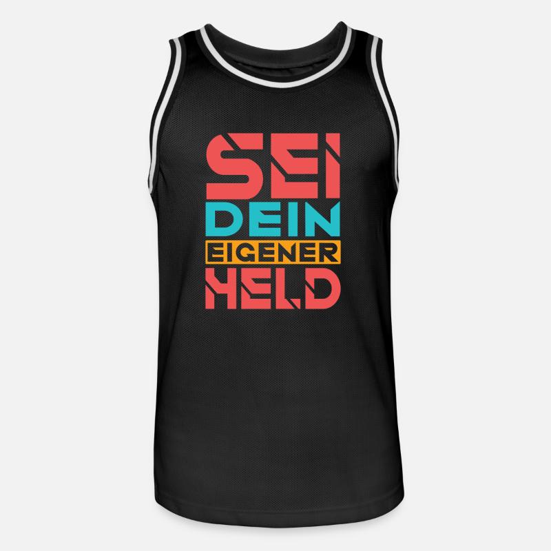 Sei dein eigener Held - Männer Basketball-Trikot - Schwarz/Weiß