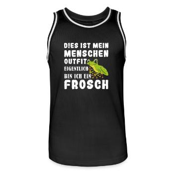 Froschkostüm DIES IST MEIN MENSCHEN OUTFIT - Männer Basketball-Trikot - Schwarz/Weiß - Vorne - AI Model Male 185 dark (185cm)