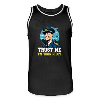Trust Me I'm Your Pilot - Männer Basketball-Trikot - Schwarz/Weiß - Vorne - AI Model Male 185 dark (185cm)