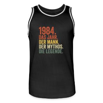 1984 Jahr Mann Mythos Legende Geburtstag - Männer Basketball-Trikot - Schwarz/Weiß - Vorne - AI Model Male 185 dark (185cm)
