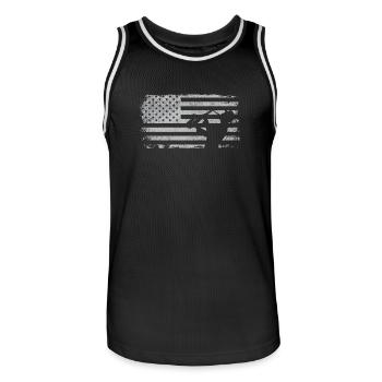 Saxophones American Flag - Men's Basketball Jersey - black/white - Front - AI Model Male 185 dark (185cm)