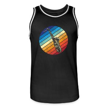 Saxophone Rétro Vintage - Maillot de basket Homme - noir/blanc - Devant - AI Model Male 185 dark (185cm)