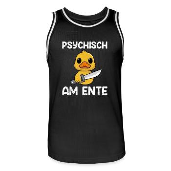 Faschings Party PSYCHISCH AM ENTE Lustiges - Männer Basketball-Trikot - Schwarz/Weiß - Vorne - AI Model Male 185 dark (185cm)