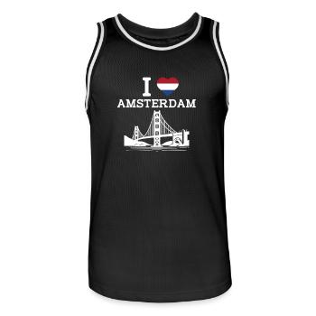 J’aime le plaisir du Golden Gate Bridge de l’Amsterdam Heart Flag - Maillot de basket Homme - noir/blanc - Devant - AI Model Male 185 dark (185cm)