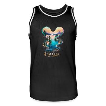 Comer See Ikonische italienische Schönheit Reise - Männer Basketball-Trikot - Schwarz/Weiß - Vorne - AI Model Male 185 dark (185cm)