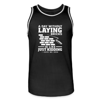 Mason: A day without laying bricks - Men's Basketball Jersey - black/white - Front - AI Model Male 185 dark (185cm)