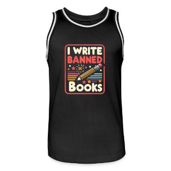I Write Banned Books 17 - Männer Basketball-Trikot - Schwarz/Weiß - Vorne - AI Model Male 185 dark (185cm)