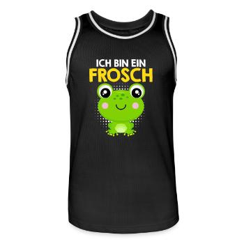 Froschkostüm ICH BIN EIN FROSCH Karneval - Männer Basketball-Trikot - Schwarz/Weiß - Vorne - AI Model Male 185 dark (185cm)