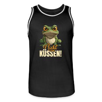 Faschingskostüm Frösche NICHT KÜSSEN Lustiges - Männer Basketball-Trikot - Schwarz/Weiß - Vorne - AI Model Male 185 dark (185cm)