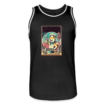Shiba Dog Ramen Chef Funny Dogs Japon - Maillot de basket Homme - noir/blanc - Devant - AI Model Male 185 dark (185cm)