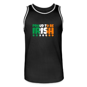 Proud To Be Irish Ireland Irish Flag Shamrock - Men's Basketball Jersey - black/white - Front - AI Model Male 185 dark (185cm)