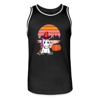Halloween Oktober Kürbis Einhorn Pferd Kinder - Männer Basketball-Trikot - Schwarz/Weiß - Vorne - AI Model Male 185 dark (185cm)