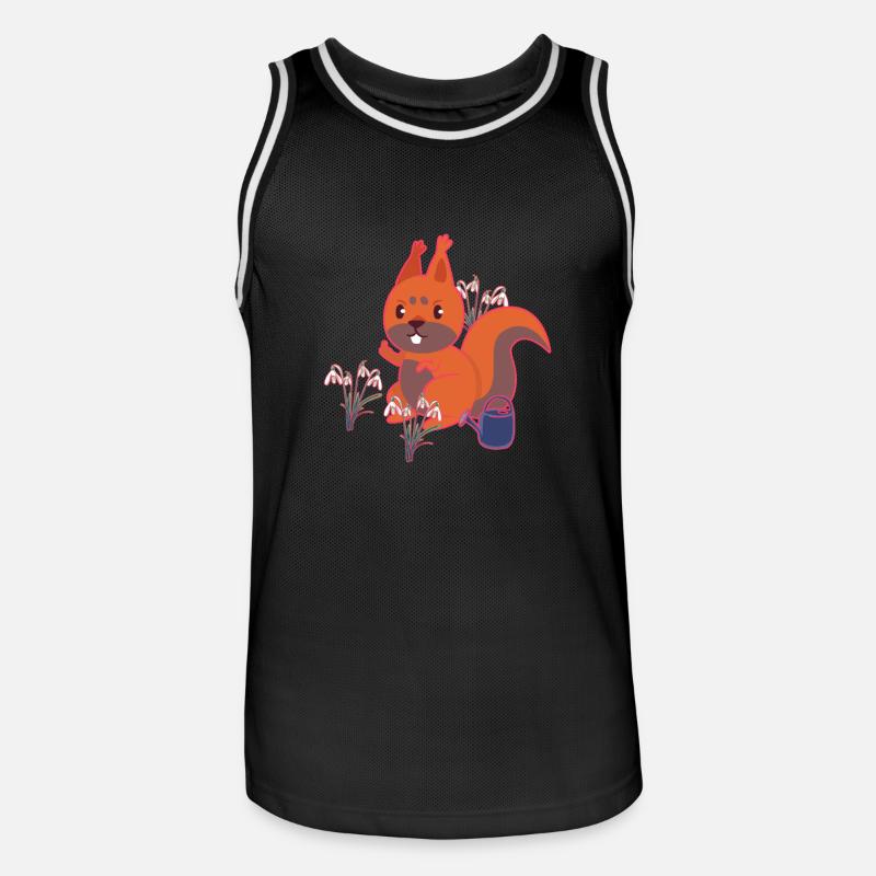 Frühling Eichhörnchen Schneeglöckchen Kinder - Männer Basketball-Trikot - Schwarz/Weiß
