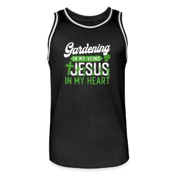 Amoureux des plantes Jardinage Jésus Foi - Maillot de basket Homme - noir/blanc - Devant - AI Model Male 185 dark (185cm)
