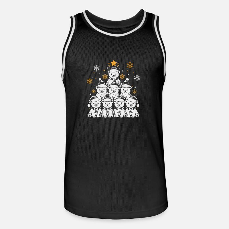 Weihnachtsbaum Eisbär - Männer Basketball-Trikot - Schwarz/Weiß
