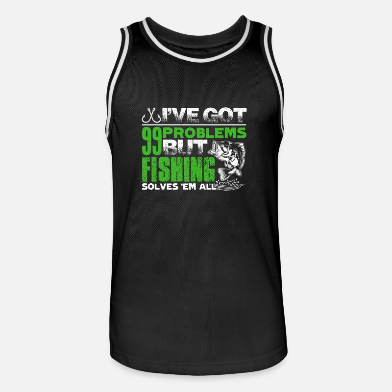 Fishing Solves All Problems - Men's Basketball Jersey - black/white