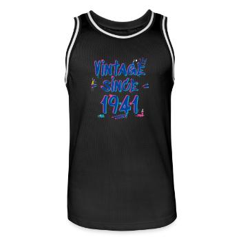 Vintage Since 1941 Graffiti Glitch 84th Bday Vibes - Maillot de basket Homme - noir/blanc - Devant - AI Model Male 185 dark (185cm)
