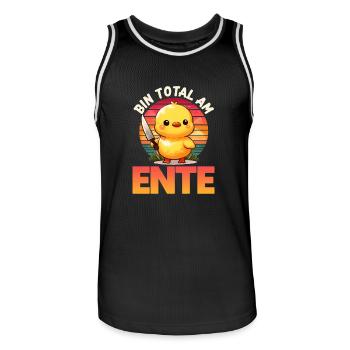 Entenkostüm Karneval BIN TOTAL AM ENTE Lustiges - Männer Basketball-Trikot - Schwarz/Weiß - Vorne - AI Model Male 185 dark (185cm)
