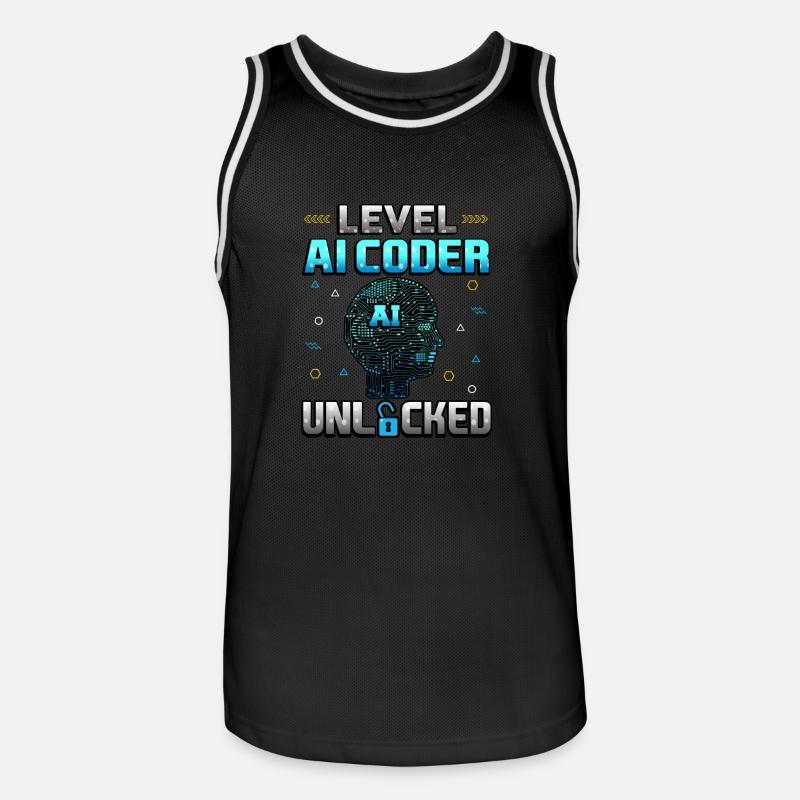 Level KI-Programmierer freigeschaltet - Männer Basketball-Trikot - Schwarz/Weiß