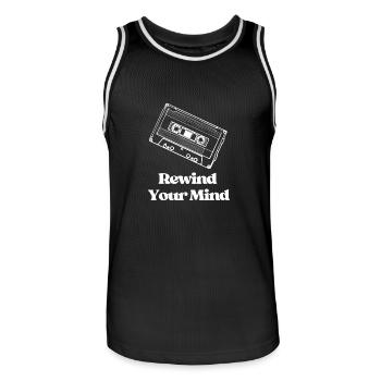 Rewind Your Mind - Men's Basketball Jersey - black/white - Front - AI Model Male 185 dark (185cm)