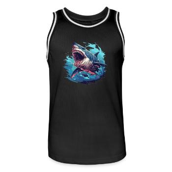 Sharks Shark - Men's Basketball Jersey - black/white - Front - AI Model Male 185 dark (185cm)
