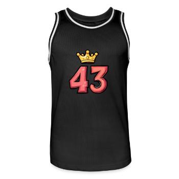 43 Nombre Couronne - Maillot de basket Homme - noir/blanc - Devant - AI Model Male 185 dark (185cm)