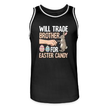 Will Trade Brother For Easter Candy - Men's Basketball Jersey - black/white - Front - AI Model Male 185 dark (185cm)