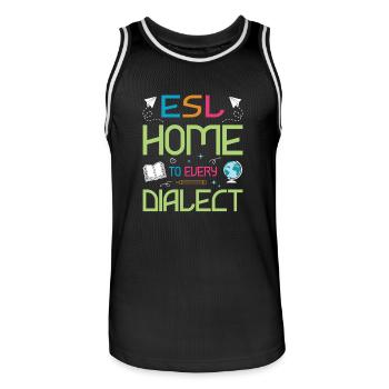 ESL-Lehrer ESL Unterricht - Männer Basketball-Trikot - Schwarz/Weiß - Vorne - AI Model Male 185 dark (185cm)
