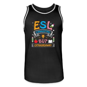 ESL-Lehrer ESL Unterricht - Männer Basketball-Trikot - Schwarz/Weiß - Vorne - AI Model Male 185 dark (185cm)