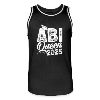 ABI QUEEN 2025 Abiturientin Abitur Geschafft - Männer Basketball-Trikot - Schwarz/Weiß - Vorne - AI Model Male 185 dark (185cm)