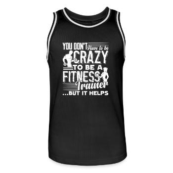 Fitness Trainer Crazy Fitness Trainer - Men's Basketball Jersey - black/white - Front - AI Model Male 185 dark (185cm)