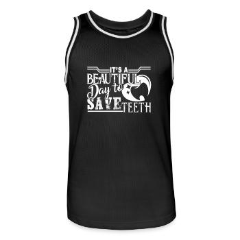 Dental Assistant Beautiful Day To Save Teeth - Men's Basketball Jersey - black/white - Front - AI Model Male 185 dark (185cm)