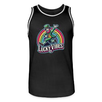 Saint-Patrick Lucky Vibes Arc-en-ciel - Maillot de basket Homme - noir/blanc - Devant - AI Model Male 185 dark (185cm)