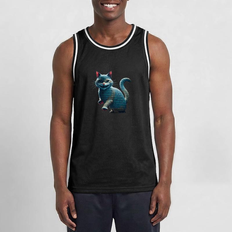 Tech cat avec code binaire pour les programmeurs et Maillot de basket Homme