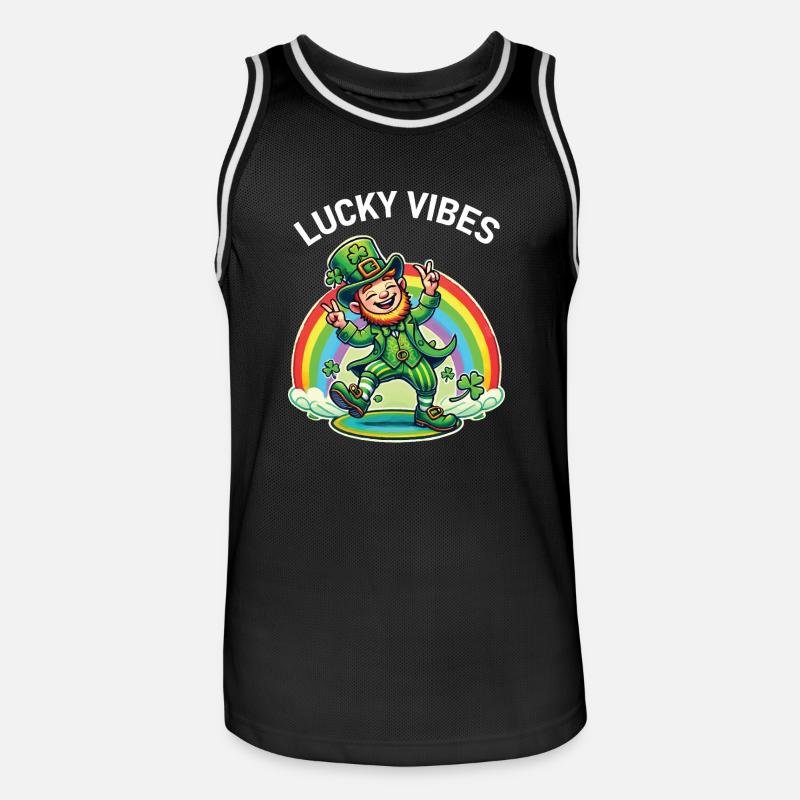 Joyeuses vibrations de la Saint-Patrick - Maillot de basket Homme - noir/blanc