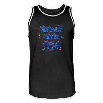 Jahrgang seit 1984 Hip-Hop Graffiti Glitch 41st - Männer Basketball-Trikot - Schwarz/Weiß - Vorne - AI Model Male 185 dark (185cm)