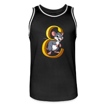 BUCHSTABE E - Männer Basketball-Trikot - Schwarz/Weiß - Vorne - AI Model Male 185 dark (185cm)