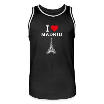 J’aime Madrid Espagne Amoureux Coeur Drapeau Tour Eiffel - Maillot de basket Homme - noir/blanc - Devant - AI Model Male 185 dark (185cm)