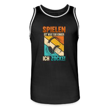 Spielen Ist Was Für Kinder Ich Zocke Gamer - Männer Basketball-Trikot - Schwarz/Weiß - Vorne - AI Model Male 185 dark (185cm)